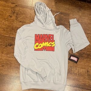 Marvel Comics Light Gray Hoodie with Red and Yellow Logo